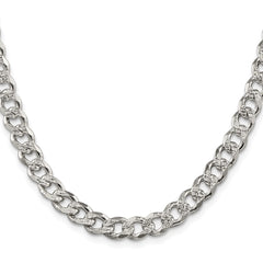 Sterling Silver Rhodium-plated 7.5mm Pav������������������ Curb ChainQCF200R