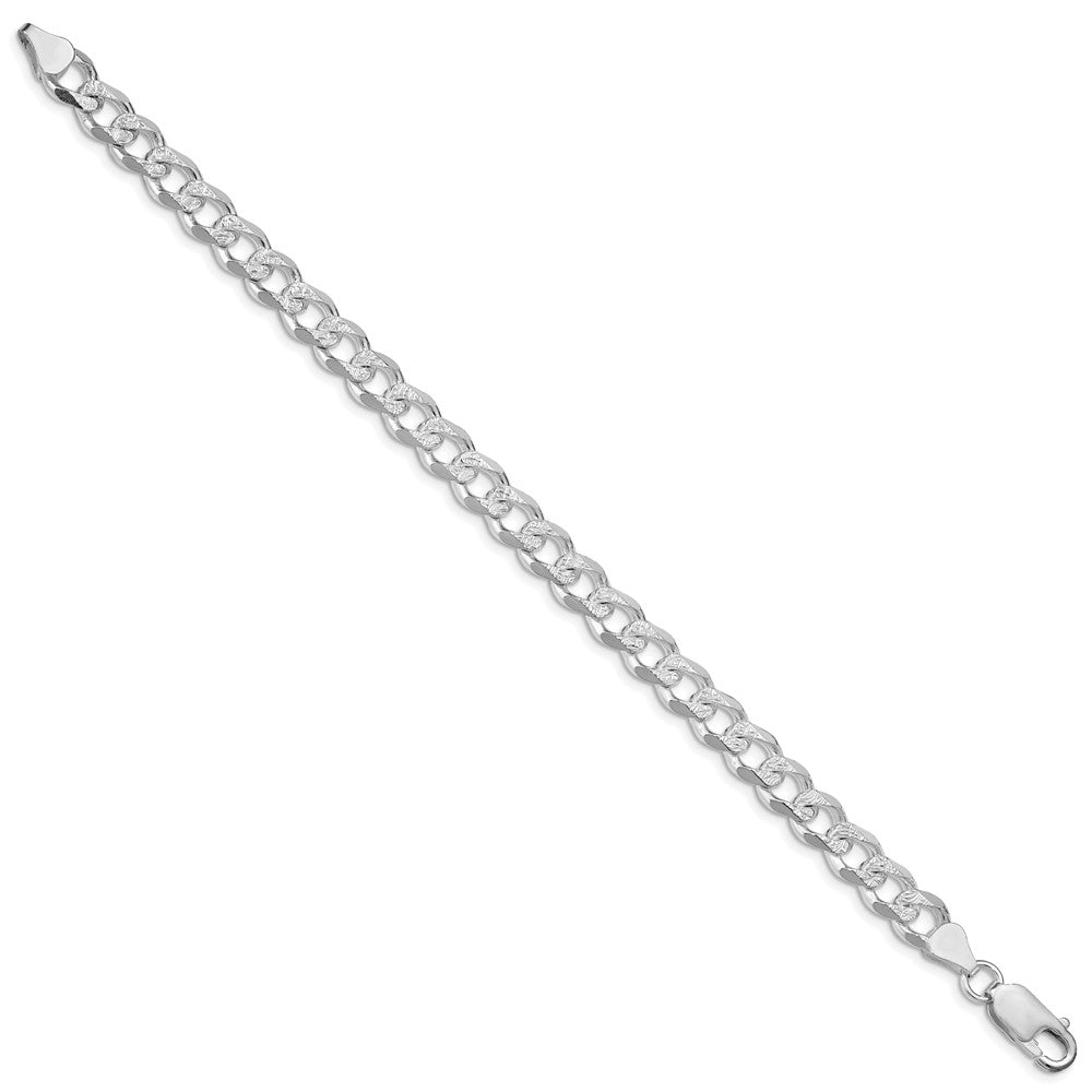 Sterling Silver Rhodium-plated 7.5mm Pav������������������������������������������������������������������������������������������������������������������������������������������������������������������ Curb Chain QCF200R-8