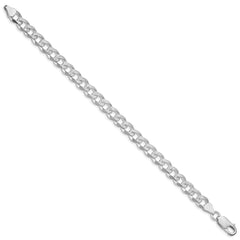 Sterling Silver Rhodium-plated 7.5mm Pav������������������������������������������������������������������������������������������������������������������������������������������������������������������ Curb Chain QCF200R-8
