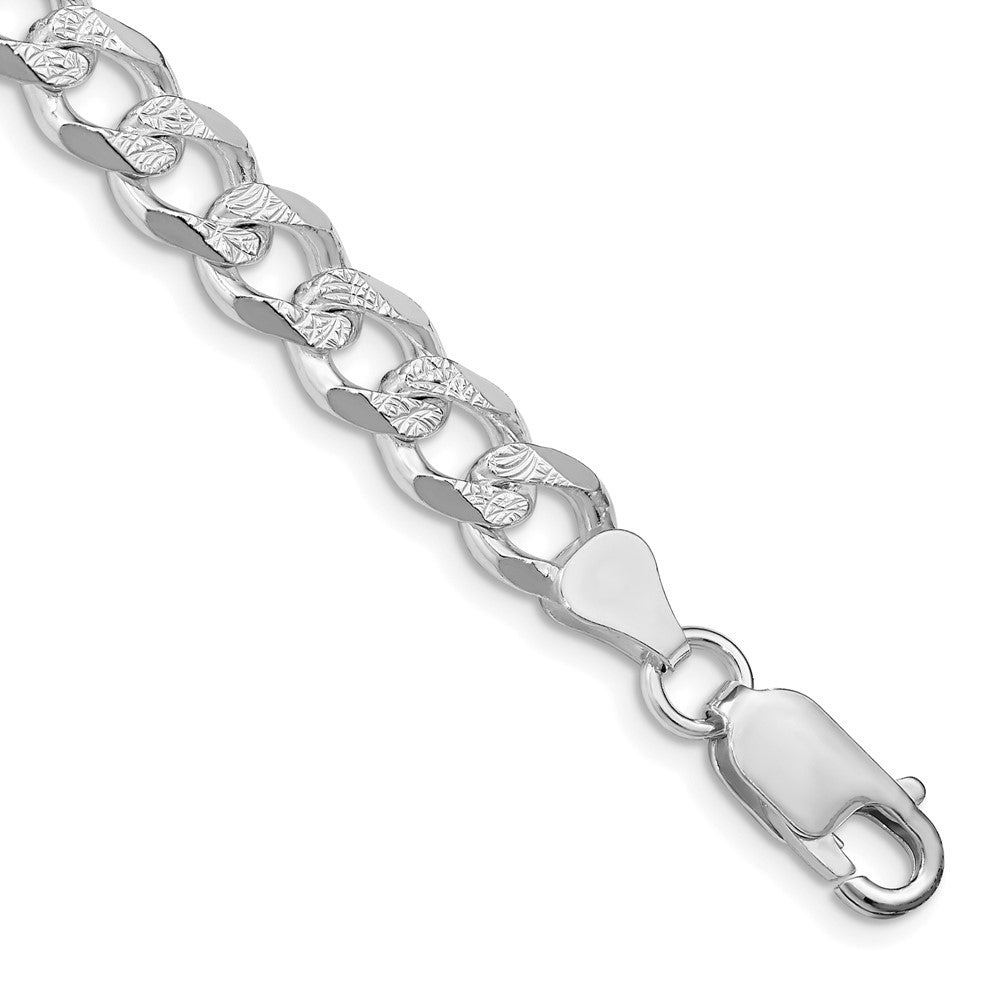 Sterling Silver Rhodium-plated 7.5mm Pav������������������������������������������������������������������������������������������������������������������������������������������������������������������ Curb Chain QCF200R-8