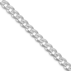 Sterling Silver Rhodium-plated 7.5mm Pav������������������ Curb ChainQCF200R
