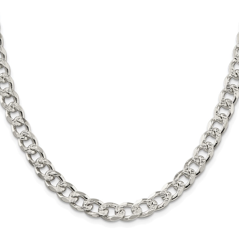Sterling Silver Rhodium-plated 8.3mm Pav������������������ Curb ChainQCF220R
