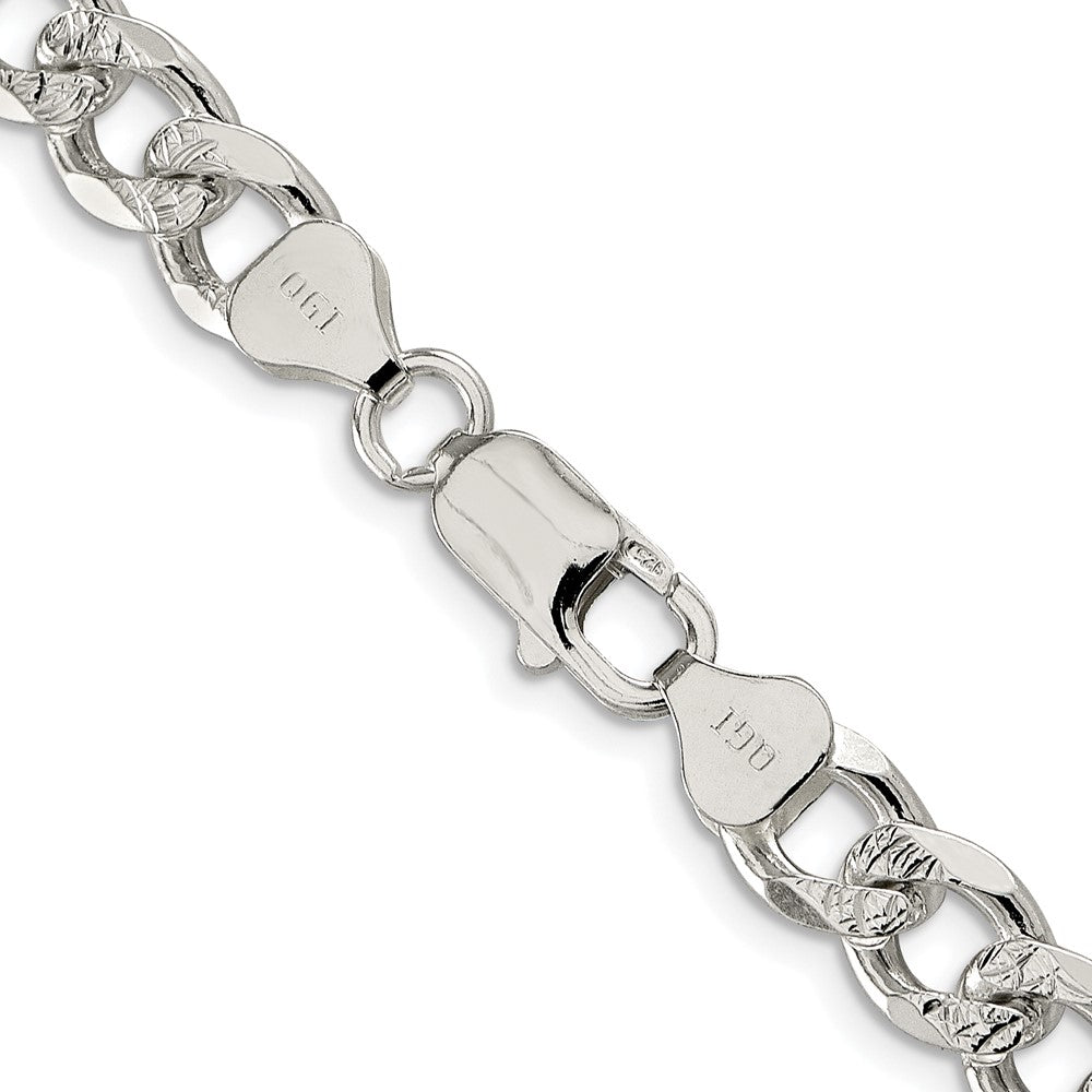 Sterling Silver Rhodium-plated 8.3mm Pav������������������ Curb ChainQCF220R