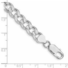 Sterling Silver Rhodium-plated 8.3mm Pav������������������������������������������������������������������������������������������������������������������������������������������������������������������ Curb Chain QCF220R-8