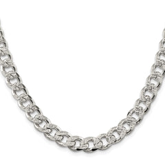 Sterling Silver Rhodium-plated 9.3mm Pav������������������ Curb ChainQCF250R