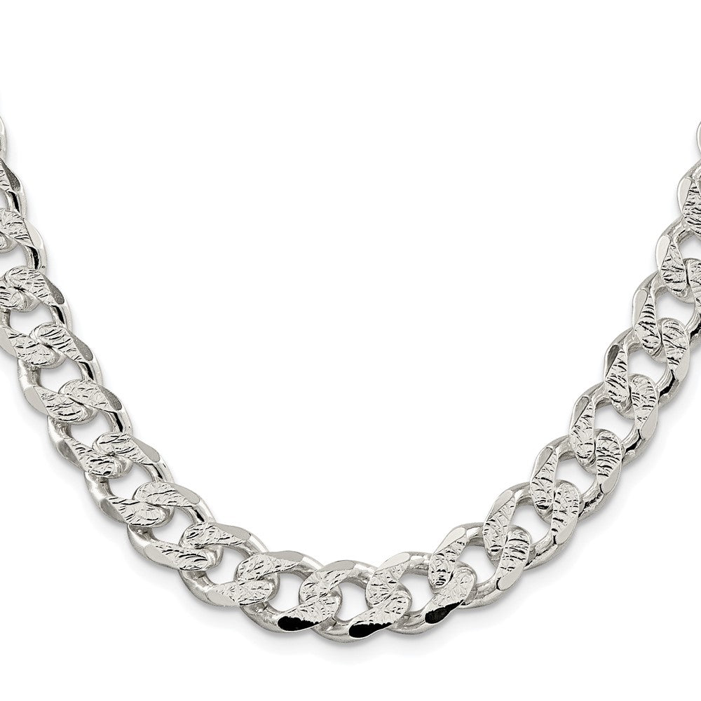 Sterling Silver Rhodium-plated 11.0mm Pav������������������ Curb ChainQCF300R
