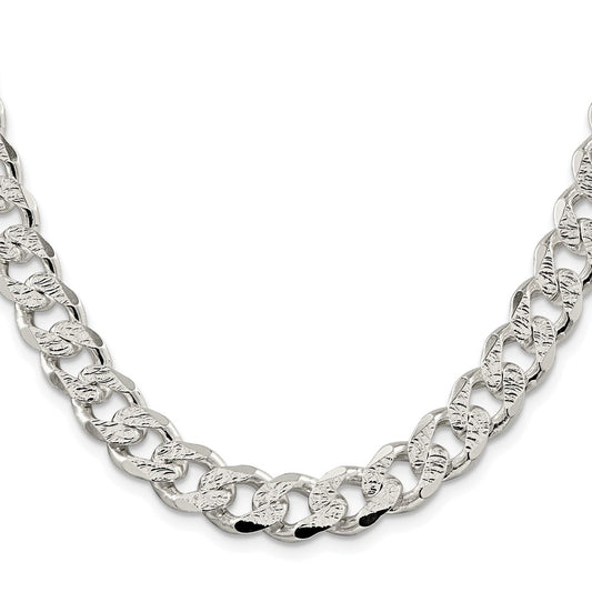Sterling Silver Rhodium-plated 11.0mm Pav������������������ Curb ChainQCF300R