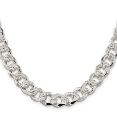 Sterling Silver Rhodium-plated 11.0mm Pav������������������ Curb ChainQCF300R