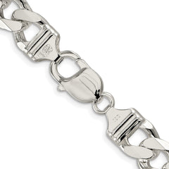 Sterling Silver Rhodium-plated 11.0mm Pav������������������ Curb ChainQCF300R