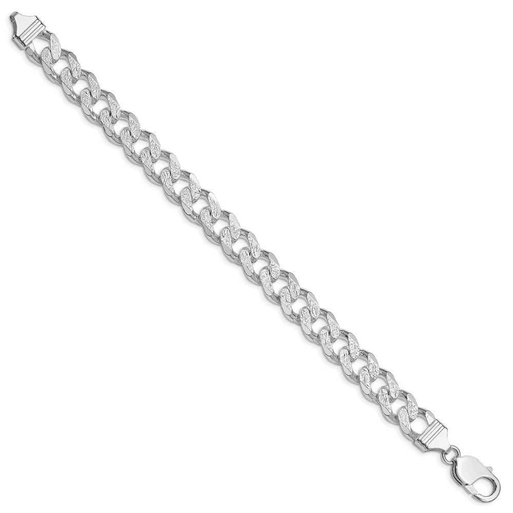 Sterling Silver Rhodium-plated 11.0mm Pav������������������������������������������������������������������������������������������������������������������������������������������������������������������ Curb Chain QCF300R-8