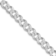 Sterling Silver Rhodium-plated 11.0mm Pav������������������ Curb ChainQCF300R