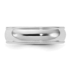 Sterling Silver Rhodium-plated 6mm Comfort Fit Milgrain Size 13 Band