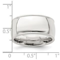 Sterling Silver 10mm Comfort Fit Half Round Milgrain Size 10 Band