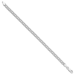 Sterling Silver Rhodium-plated 5mm Double Link Charm Bracelet QCH070R-7