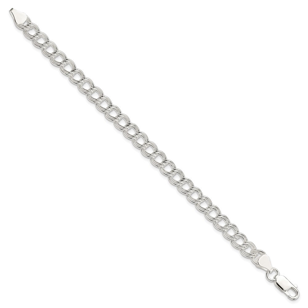 Sterling Silver 7mm Double Link Charm Bracelet QCH100-7