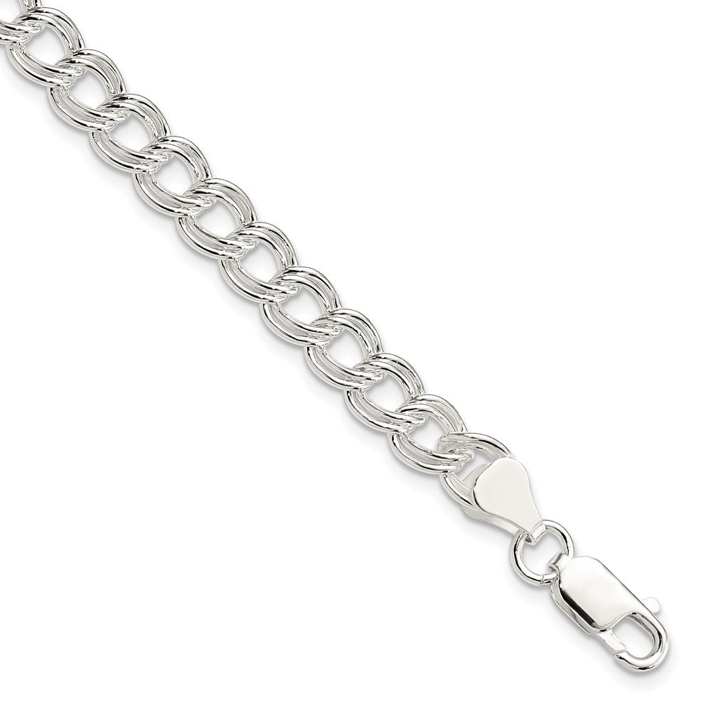 Sterling Silver 7mm Double Link Charm Bracelet QCH100-7