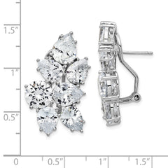 QCM100 Cheryl M Sterling Silver Rhodium-plated Fancy Brilliant-cut CZ Cluster Omega Back Earrings