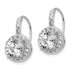 QCM127 Cheryl M Sterling Silver Rhodium-plated Brilliant-cut Round CZ Halo Kidney Wire Dangle Earrings