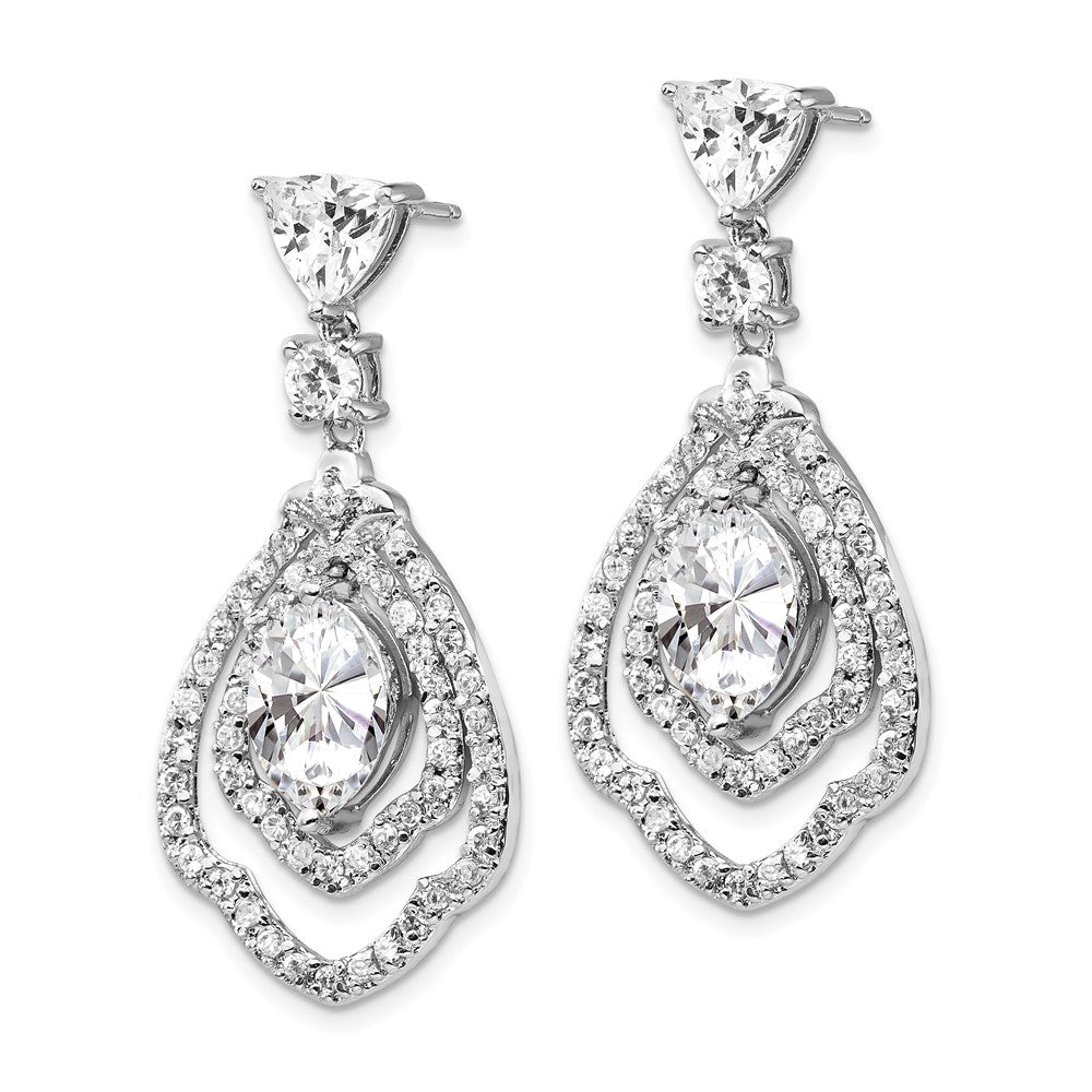 QCM1400 Cheryl M Sterling Silver Rhodium-plated Brilliant-cut CZ Fancy Post Dangle Earrings