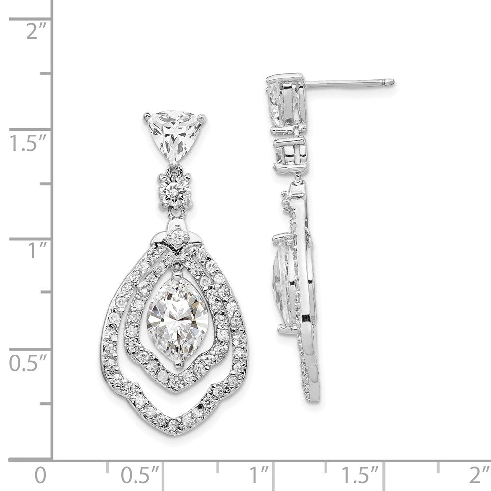 QCM1400 Cheryl M Sterling Silver Rhodium-plated Brilliant-cut CZ Fancy Post Dangle Earrings