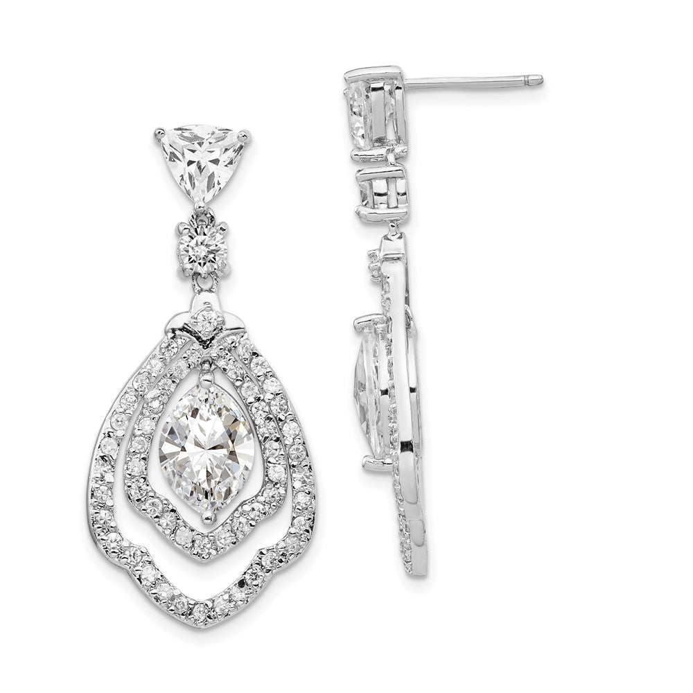 QCM1400 Cheryl M Sterling Silver Rhodium-plated Brilliant-cut CZ Fancy Post Dangle Earrings