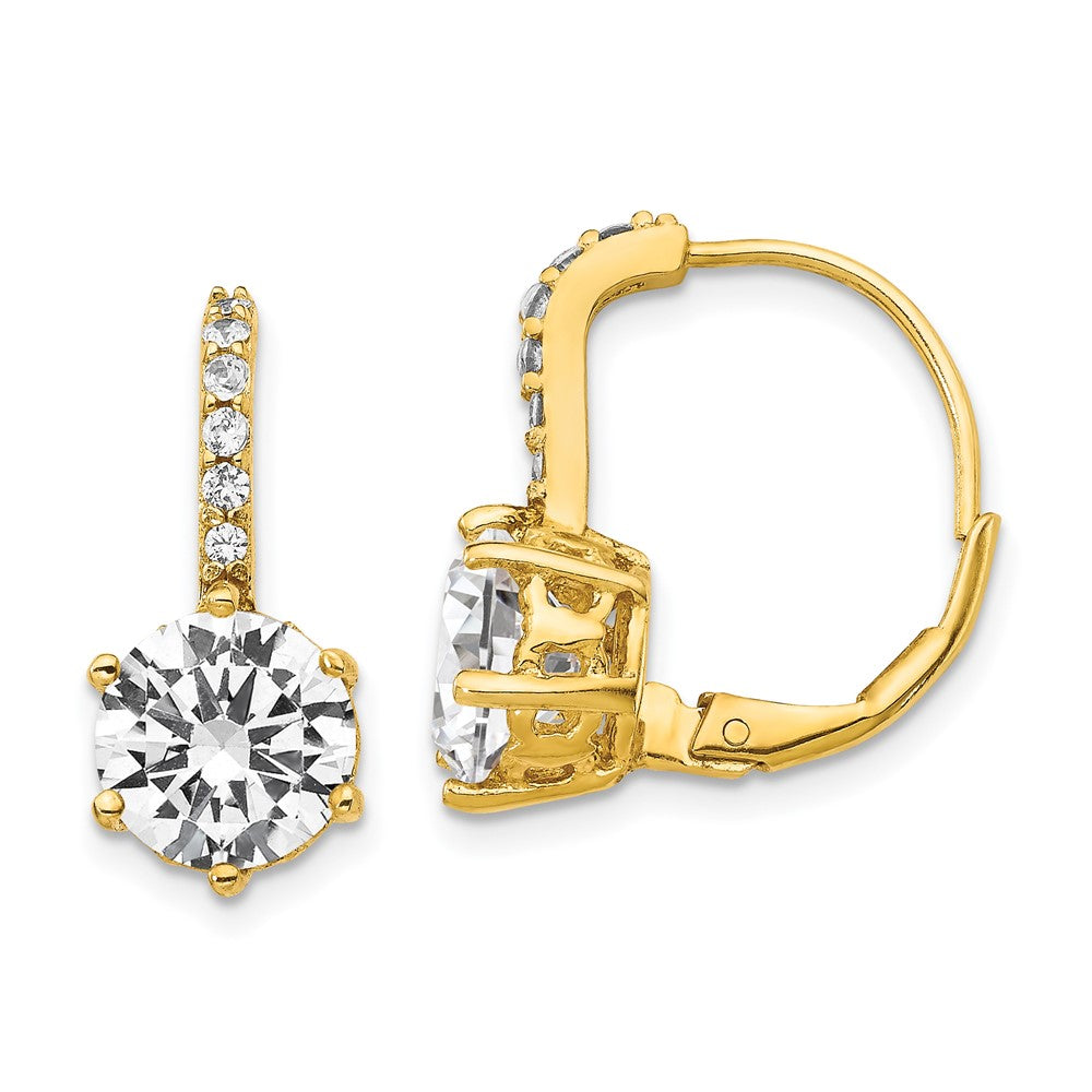 QCM1408 Cheryl M Sterling Silver Gold-plated Brilliant-cut CZ Leverback Earrings