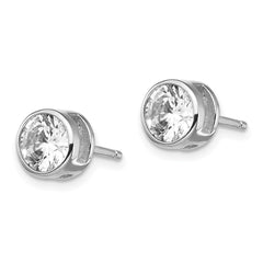 QCM1415 Cheryl M Sterling Silver Rhodium-plated Brilliant-cut 7mm CZ Bezel Stud Post Earrings