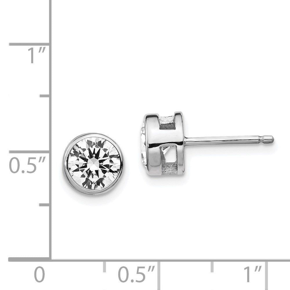QCM1415 Cheryl M Sterling Silver Rhodium-plated Brilliant-cut 7mm CZ Bezel Stud Post Earrings