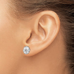 QCM1426 Cheryl M Sterling Silver Rhodium-plated Emerald-cut and Brilliant-cut CZ Cluster Post Earrings