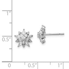 QCM1427 Cheryl M Sterling Silver Rhodium-plated Brilliant-cut Marquise-cut and Baguette-cut CZ Post Earrings