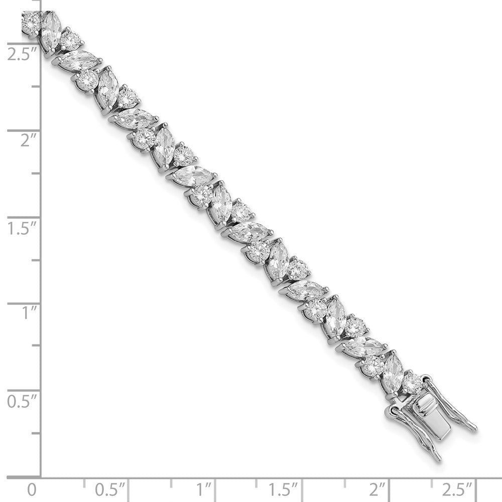 Cheryl M Sterling Silver Rhodium-plated Fancy Brilliant-cut and Marquise-cut CZ 7.25 Inch Bracelet QCM1443-7.25