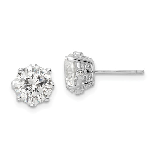 QCM1476 Cheryl M Sterling Silver Rhodium-plated Brilliant-cut CZ Stud Post Earrings