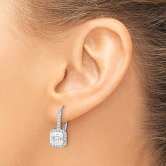 QCM1484 Cheryl M Sterling Silver Rhodium-plated Brilliant-cut and Asscher-cut CZ Leverback Earrings