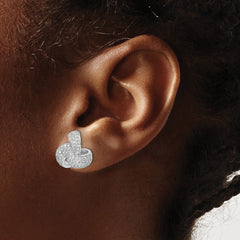 QCM1486 Cheryl M Sterling Silver Rhodium-plated Brilliant-cut Pave CZ Love Knot Post Earrings