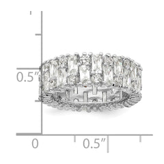 Cheryl M Sterling Silver Rhodium-plated Fancy Baguette-cut and Brilliant-cut CZ Ring