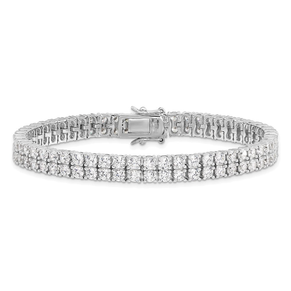 Cheryl M Sterling Silver Rhodium-plated Brilliant-cut CZ Two Row 7.5 Inch Tennis Bracelet QCM1537-7.5