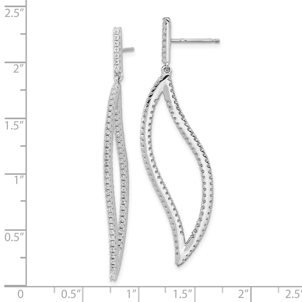 QCM1539 Cheryl M Sterling Silver Rhodium-plated Brilliant-cut CZ In and Out Geometric Post Dangle Earrings
