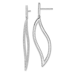 QCM1539 Cheryl M Sterling Silver Rhodium-plated Brilliant-cut CZ In and Out Geometric Post Dangle Earrings
