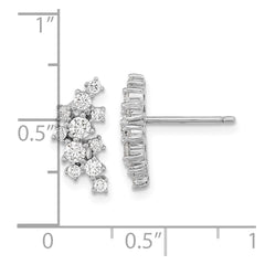 QCM1541 Cheryl M Sterling Silver Rhodium-plated Brilliant-cut CZ Cluster Post Dangle Earrings