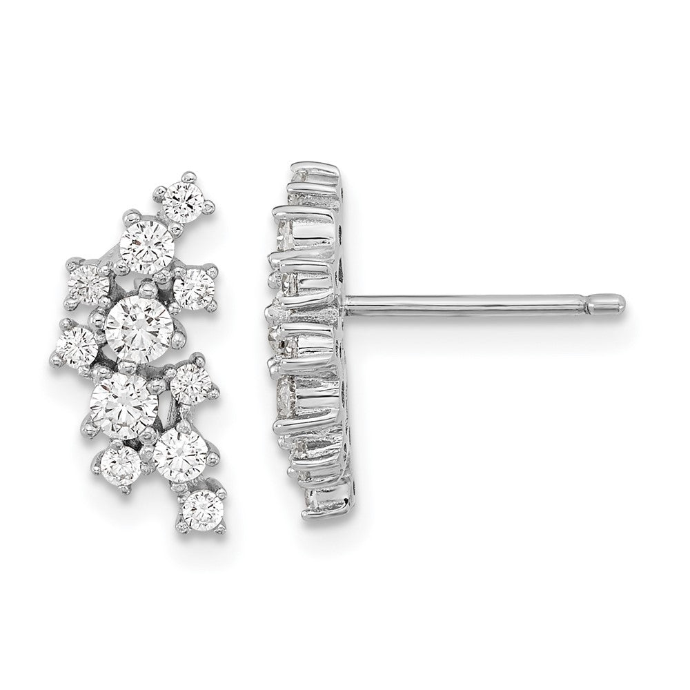 QCM1541 Cheryl M Sterling Silver Rhodium-plated Brilliant-cut CZ Cluster Post Dangle Earrings