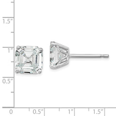 QCM1555 Cheryl M Sterling Silver Rhodium-plated Asscher-cut 7mm CZ Square Post Stud Earrings