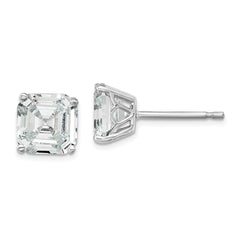 QCM1555 Cheryl M Sterling Silver Rhodium-plated Asscher-cut 7mm CZ Square Post Stud Earrings