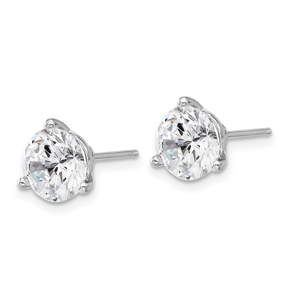 QCM1576 Cheryl M Sterling Silver Rhodium-plated Brilliant-cut 8mm CZ Stud Post Earrings