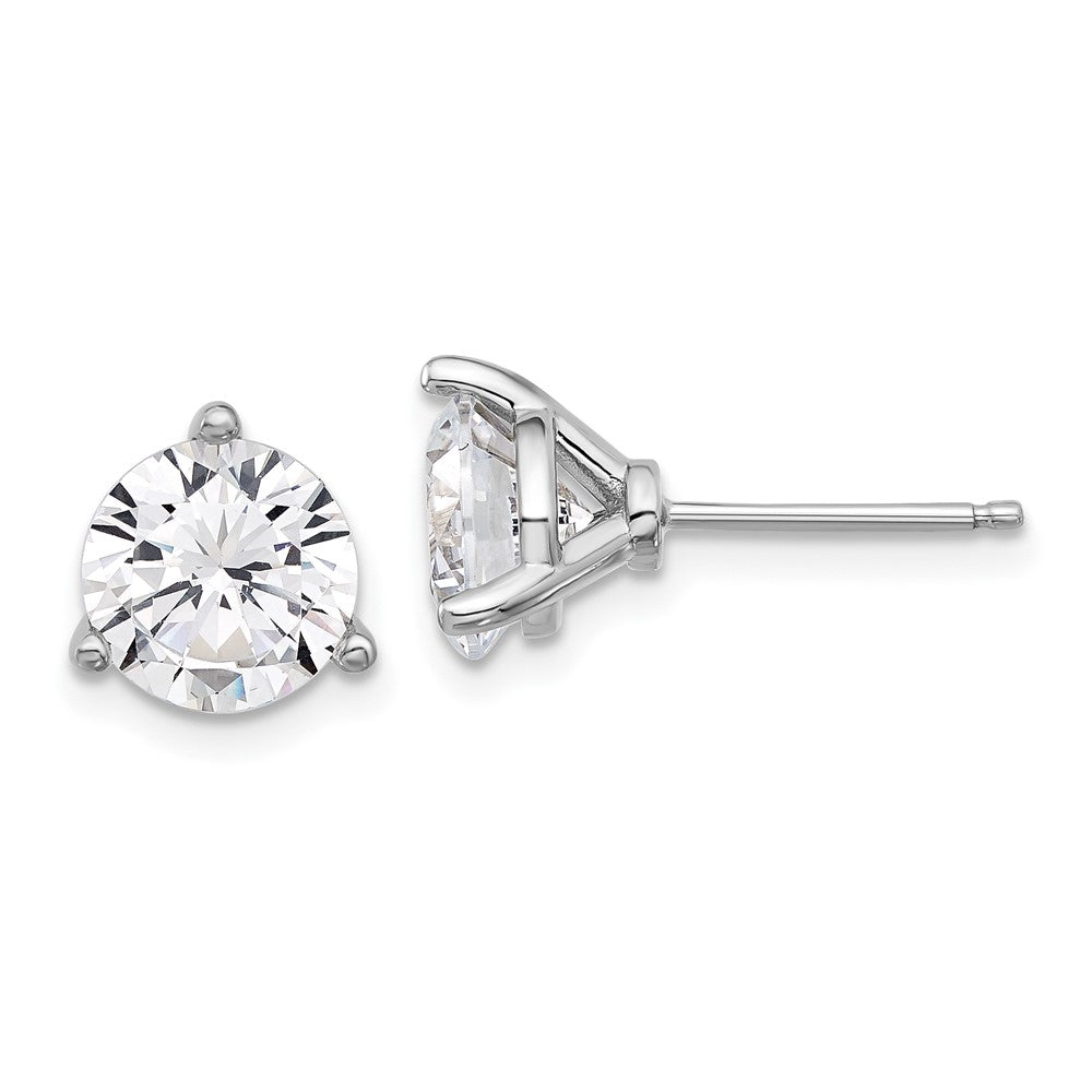 QCM1576 Cheryl M Sterling Silver Rhodium-plated Brilliant-cut 8mm CZ Stud Post Earrings