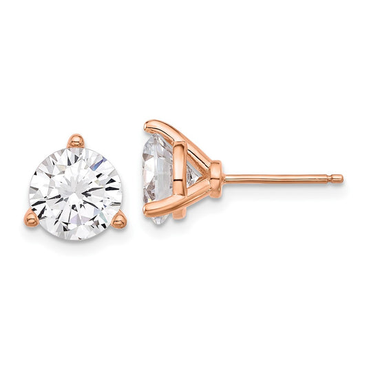 QCM1577 Cheryl M Sterling Silver Rose-tone Brilliant-cut 8mm CZ Stud Post Earrings
