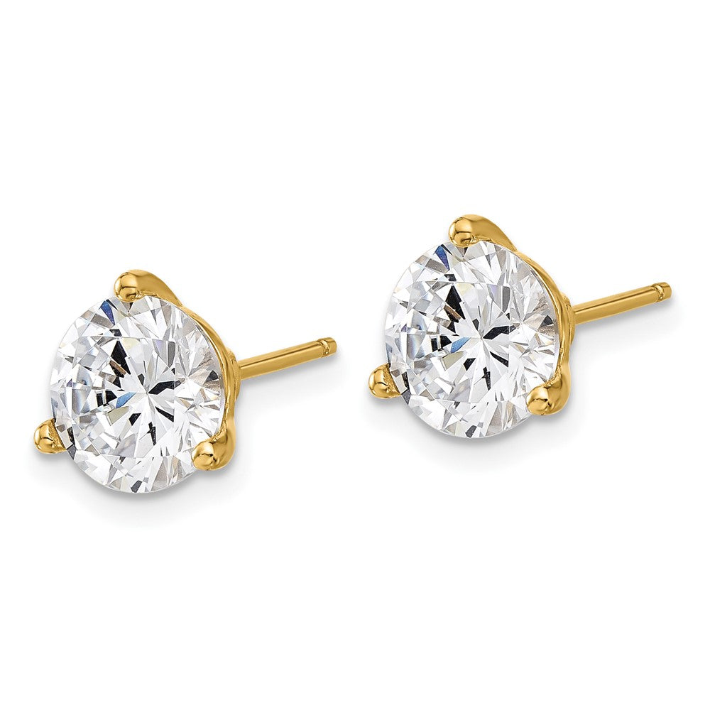 QCM1578 Cheryl M Sterling Silver Gold-tone Brilliant-cut 8mm CZ Stud Post Earrings