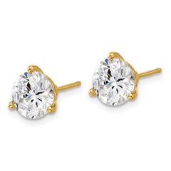 QCM1578 Cheryl M Sterling Silver Gold-tone Brilliant-cut 8mm CZ Stud Post Earrings