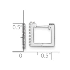QCM1579 Cheryl M Sterling Silver Rhodium-plated Brilliant-cut CZ Square Hinged Post Hoop Earrings
