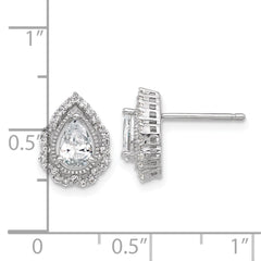 QCM1590 Cheryl M Sterling Silver Rhodium-plated Brilliant-cut Teardrop CZ Post Earrings