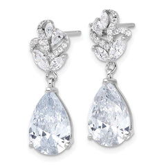 QCM1631 Cheryl M Sterling Silver Rhodium-plated Fancy Marquise-cut & Brilliant-cut Pear CZ Post Dangle Earrings